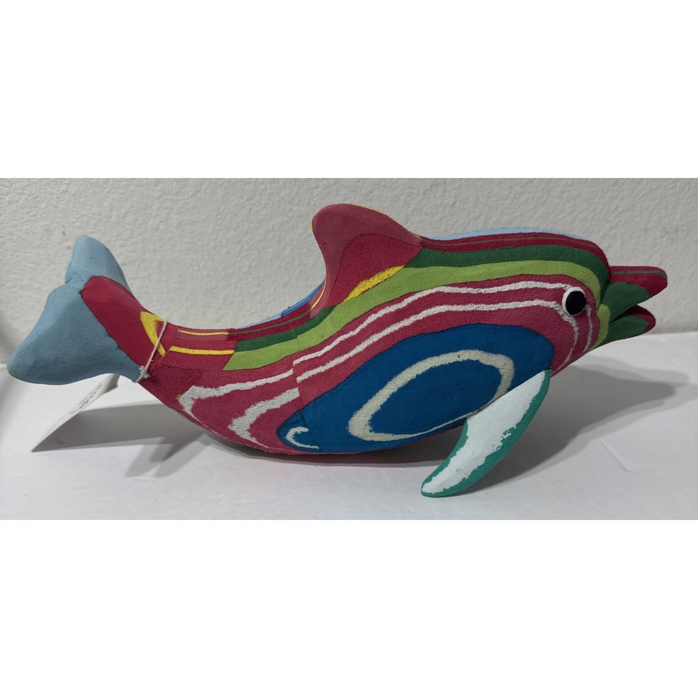 Ocean Sole Dolphin 11.5" Flip Flop Art Recycled Fish Art Sculpture Ocean Trash - Picture 6 of 13